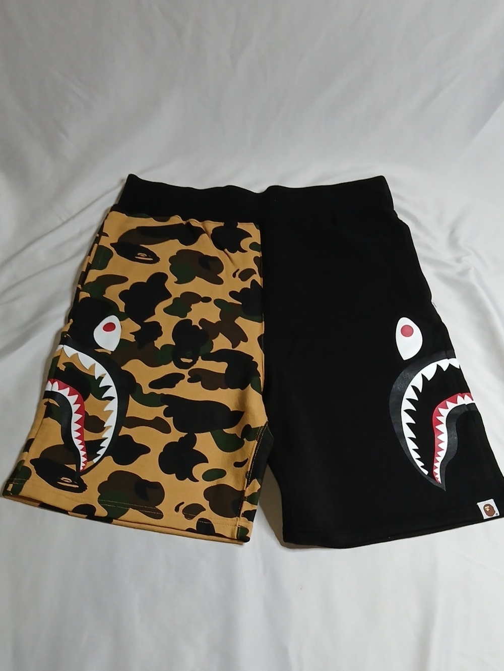 Bape Men's Shark Shorts in Camo and Black